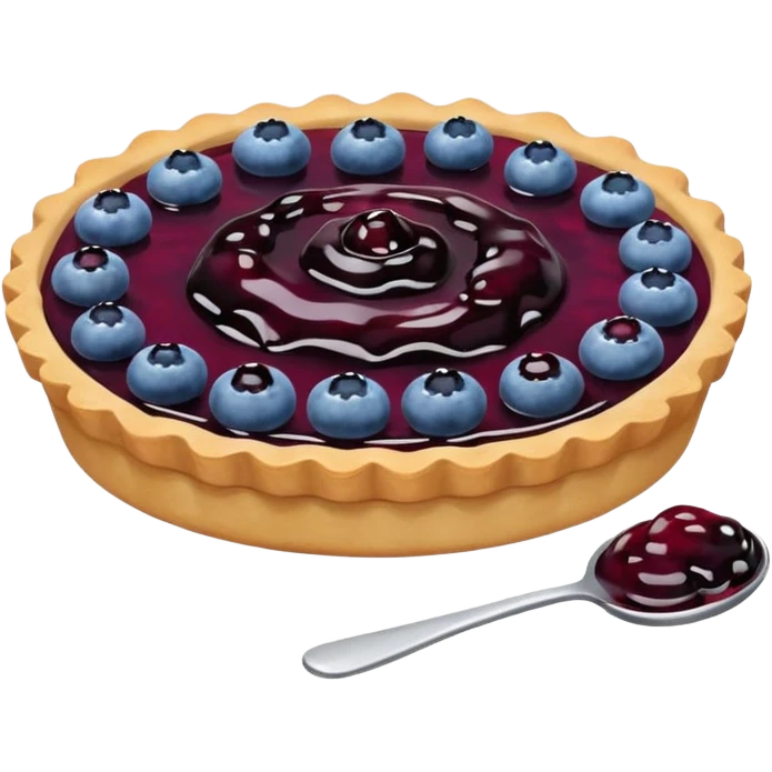 Make an emoji of a blueberry tart (small) that's broken off a bit so you can see the blueberry jam emoji