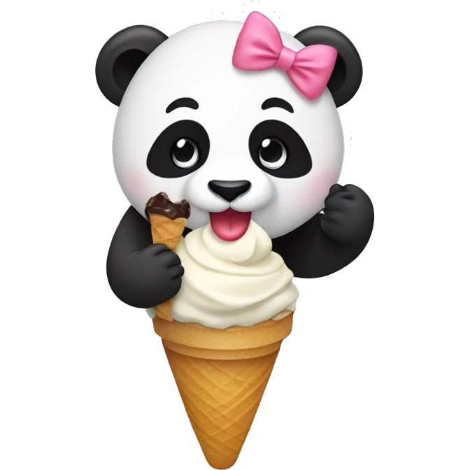 Panda eating ice cream emoji