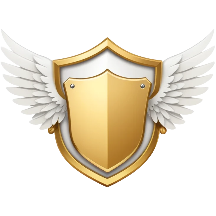 Simplified minimalist gold shield with small white wings and VIP text in the center, clean design emoji