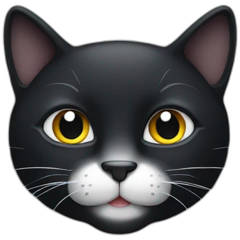 black cat with white mouth and white spot in the nose emoji
