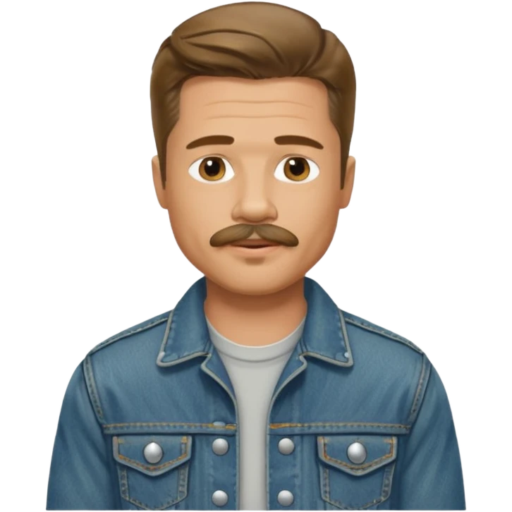 brad pitt with stache, wear jean jacket emoji