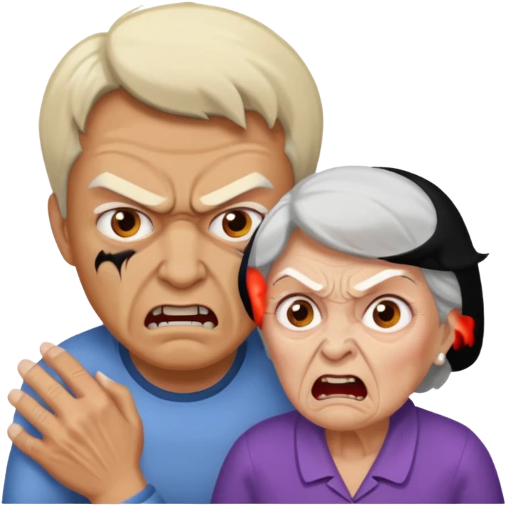 Someone hitting an old lady emoji
