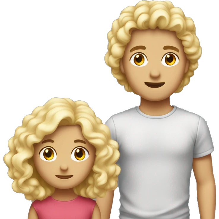 Un garçon brun avec des cheveux bouclés et une fille blonde  emoji