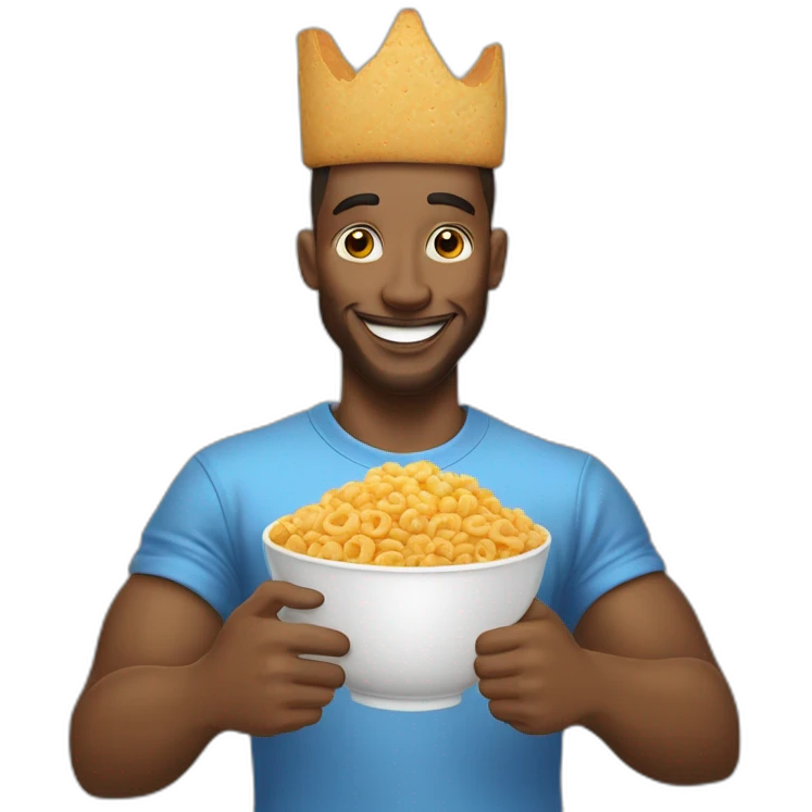 man with a cereal bowl on his head making a thumbs up in streetwear emoji