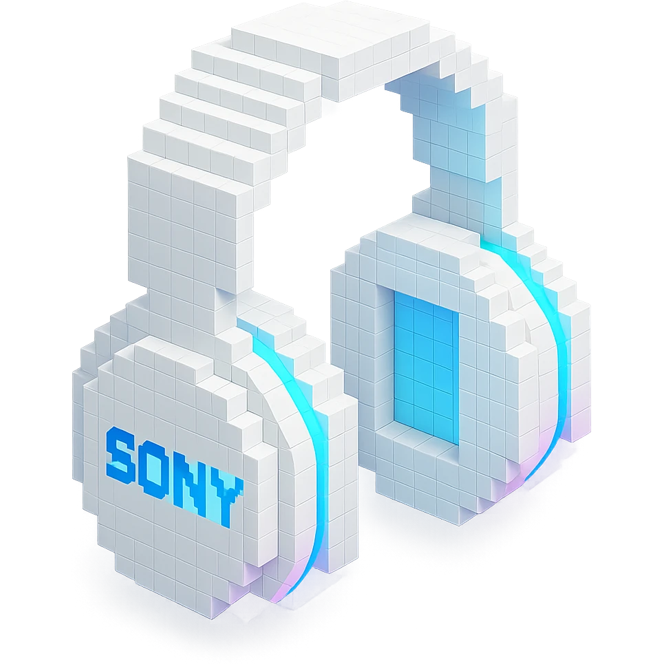 white Sony headphones with glowing accents emoji