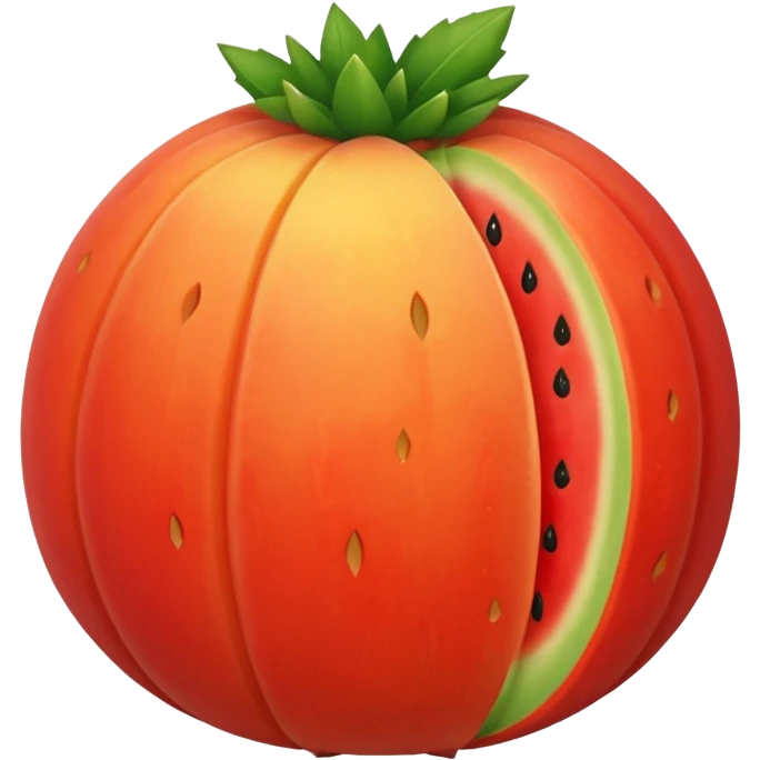 Stenocereus genus fruit without spikes, red, round, without top leafs instead something like a cantaloupe red mark where the fruit was cut emoji