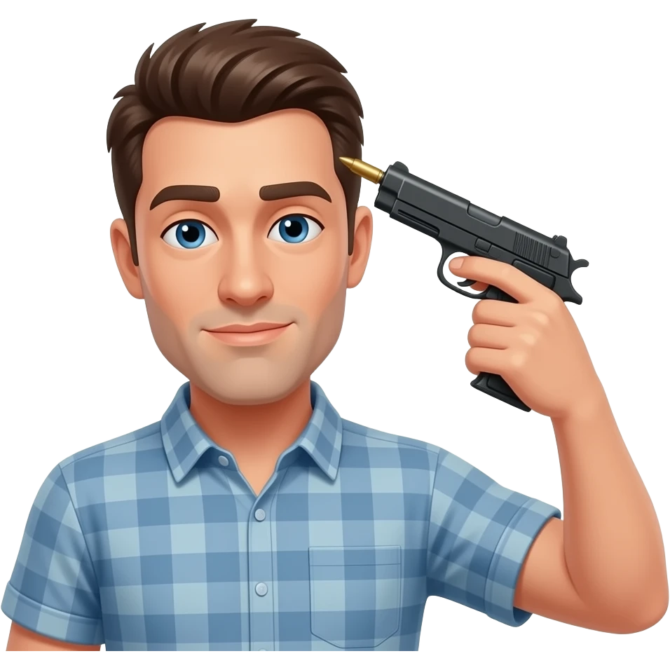 Un bonhomme qui se tire une balle dans la tête Avec un pistolet emoji