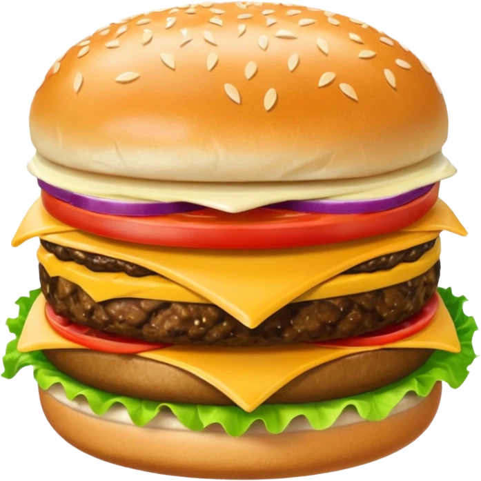 cheeseburger with ketchup, onion, tomato, lettuce, and mayo emoji