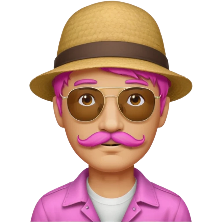pink-haired mustache man with hat and sunglasses emoji