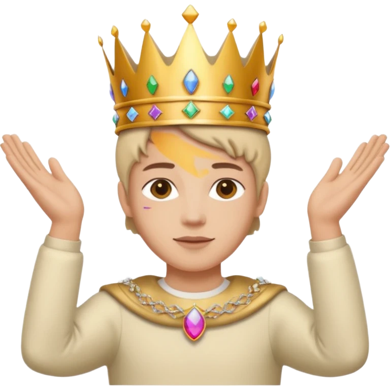 self pride with opened arms and crown on head emoji