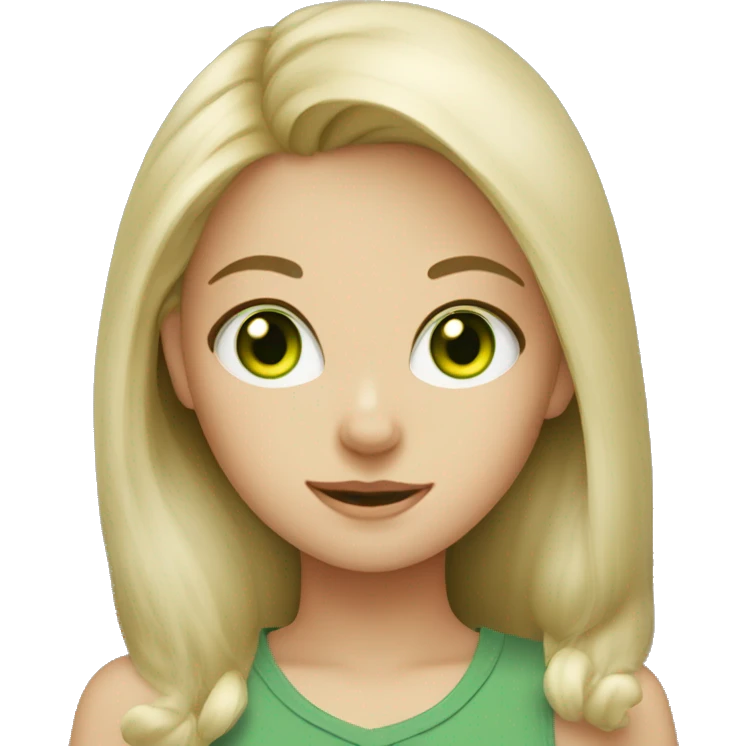 blond green-eyed girl with a gray cat emoji