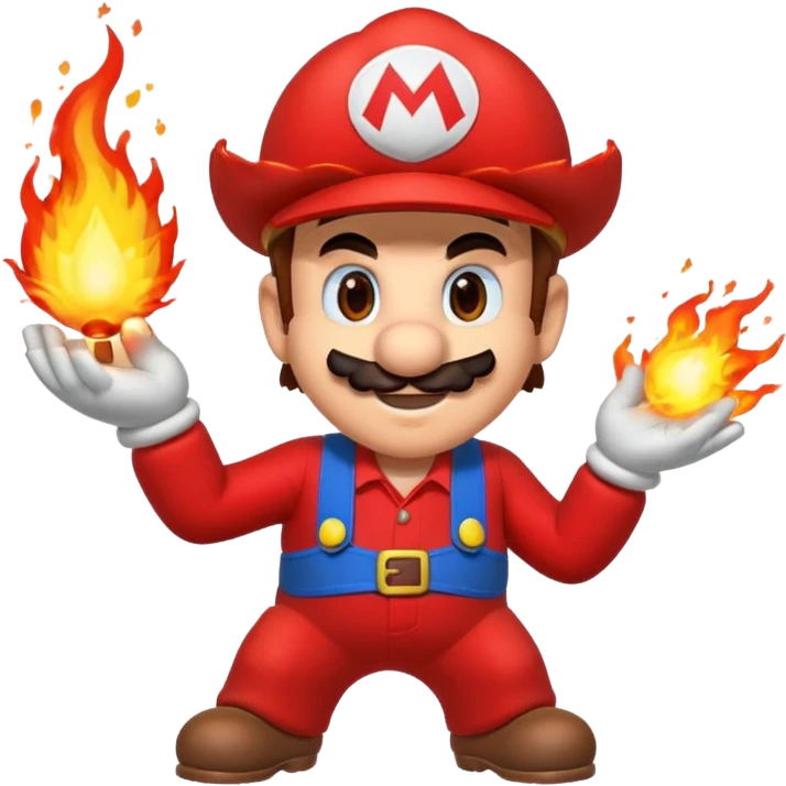 Fire flower power Mario throwing a fireball at the screen emoji