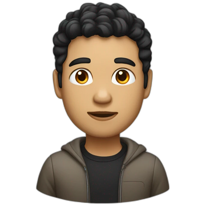 developer with mac laptop in front light skin tone and black hair styled emoji