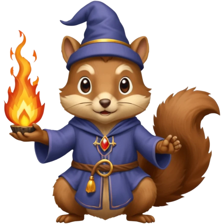 wizard squirrel summons fire in one hand emoji