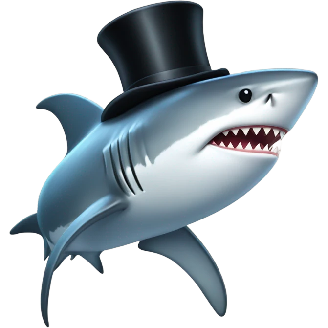 Shark with a top hat emoji