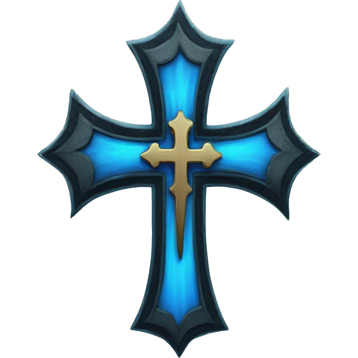 A blue gothic cross with wings emoji