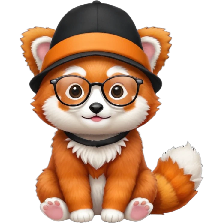 baby Red panda wearing black hat and glasses emoji