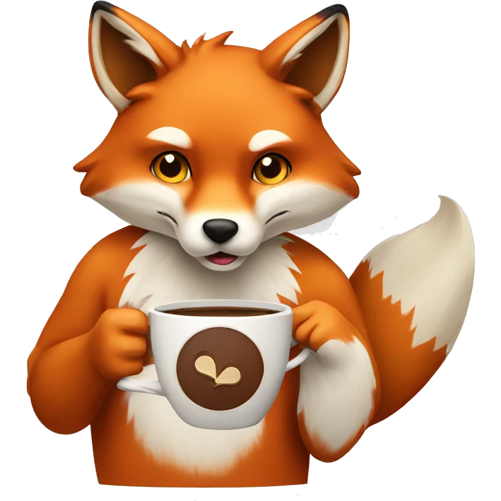 A fox with coffee cup emoji