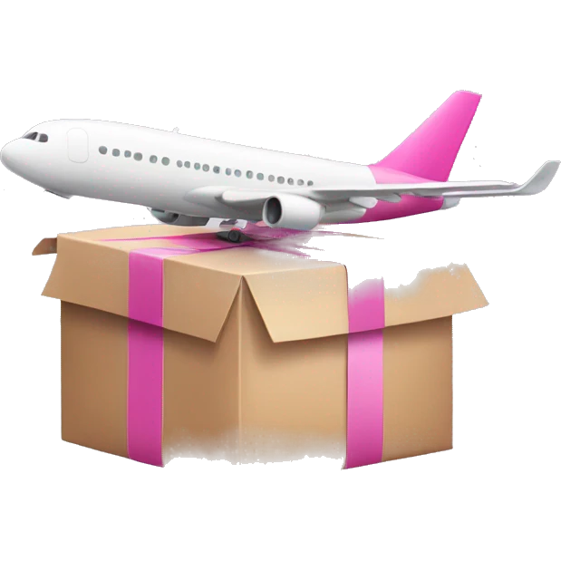 airplane with a pink parcel   emoji