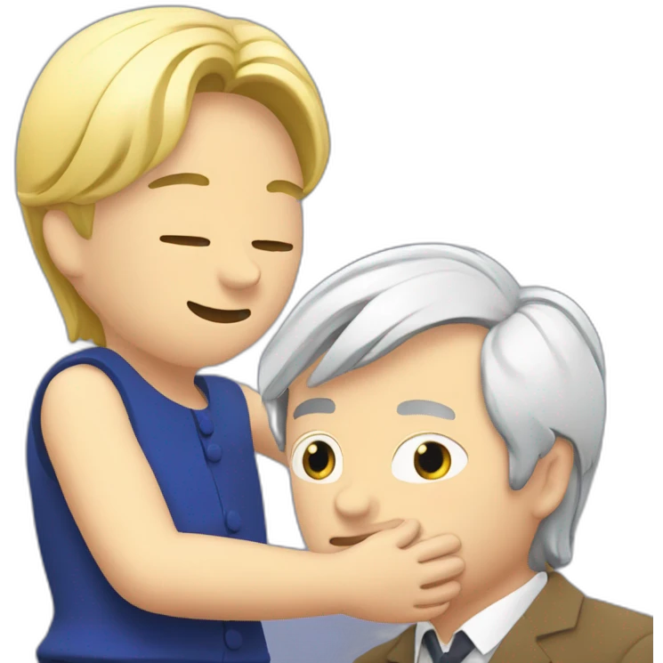 Le Pen et melanchon qui font un calin emoji