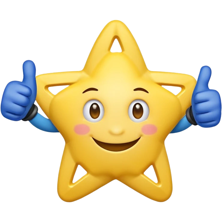 HD a smiling happy star with both gloved hands doing thumbs up and blue background emoji