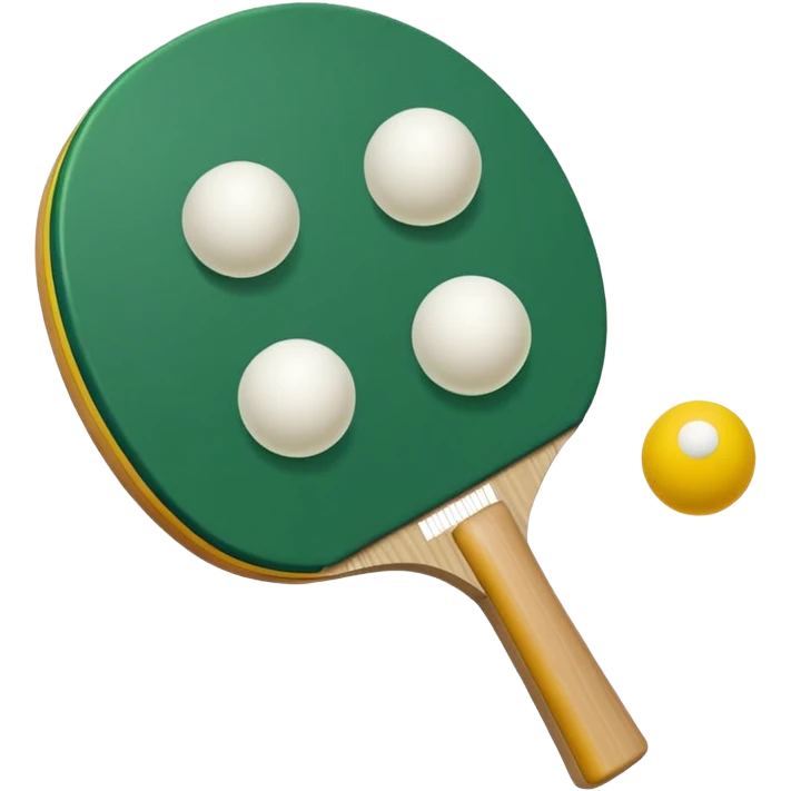 pala de ping pong amarillas y verdes con pelota emoji