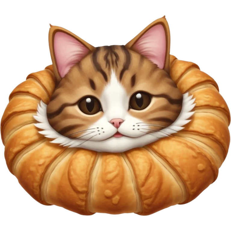 dark brown tabby and white cat in croissant position upside down with eyes closed emoji