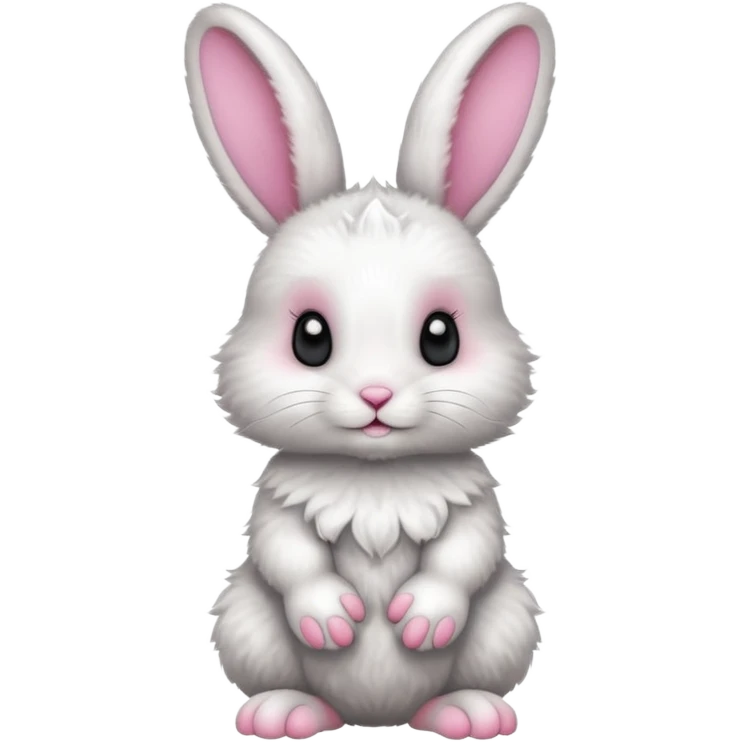 a white and black baby rabbit staying on its legs emoji