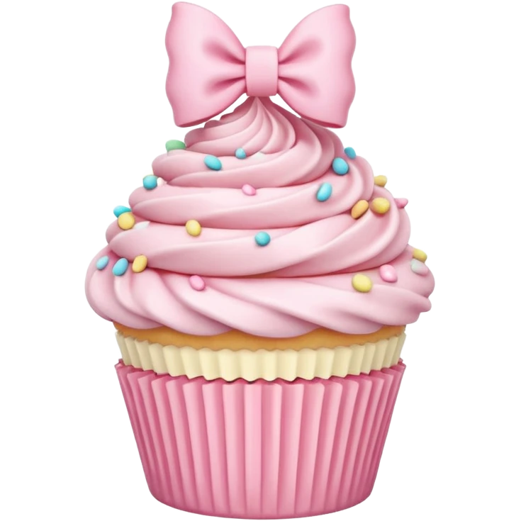 Pink bow wrapped around a cupcake, pastel, chibi style emoji