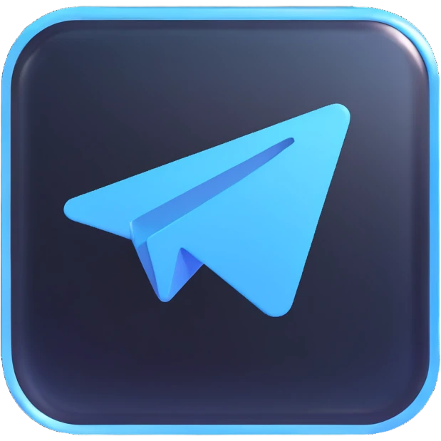 Telegram logo on a transparent glass square rounded block emoji