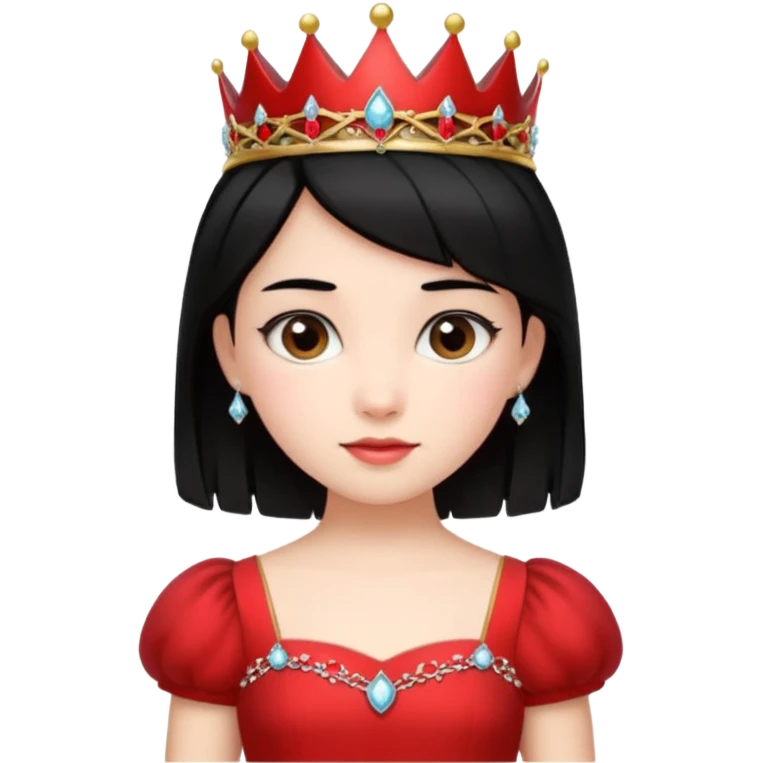 دختری با لباس پرنسسی کوتاه قرمز وموهای مشکی emoji