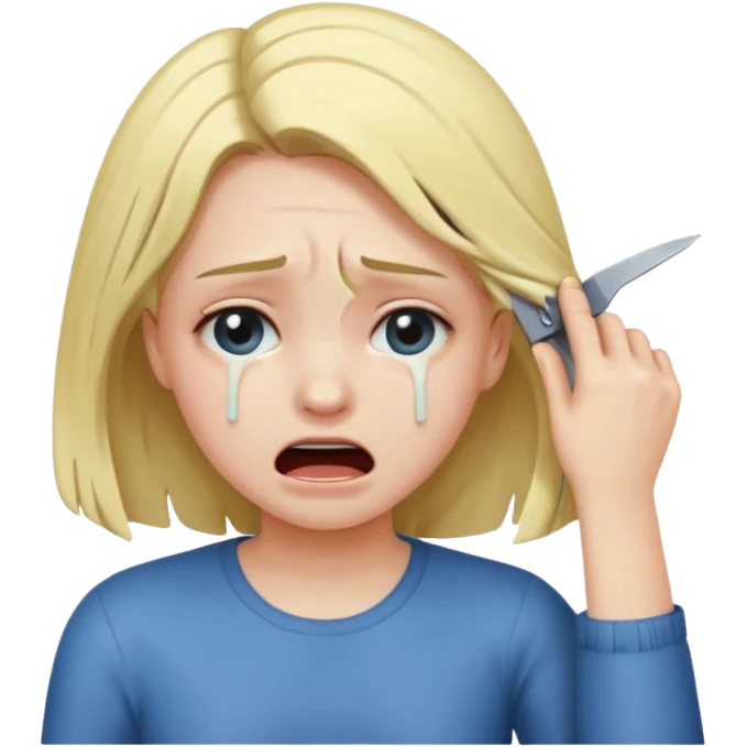 a girl crying and pulling out her hairrrrr that it's cutting off emoji