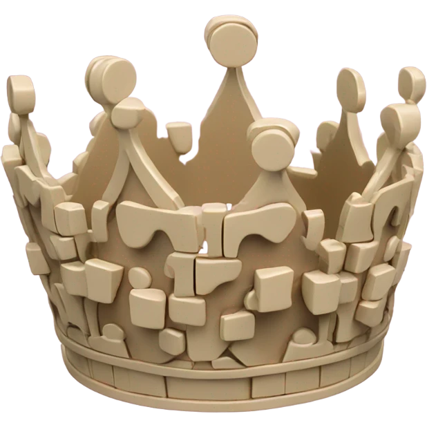 Puzzle piece crown with simple smile face 3d  emoji