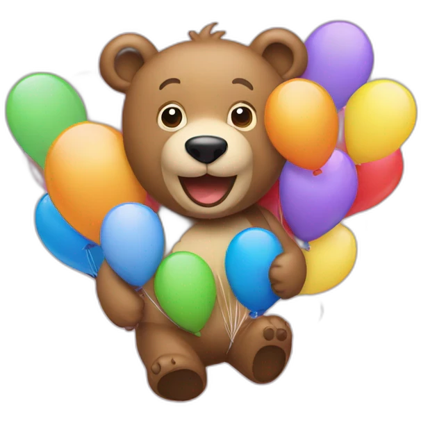 happy bear with balloons  emoji