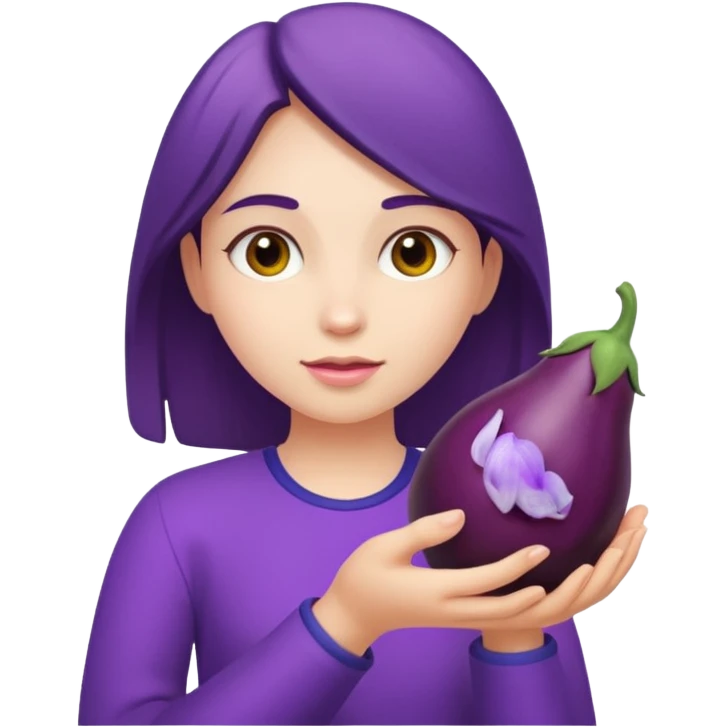 girl holding brinjal emoji