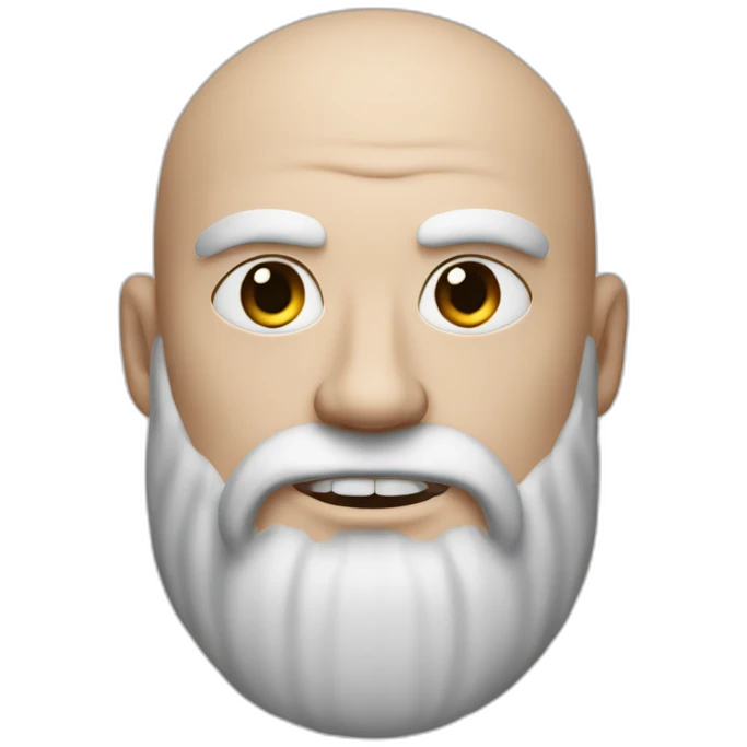 a man with white skin and a Viking beard and with a red line near the eye and who has no hair and looks like a Viking emoji