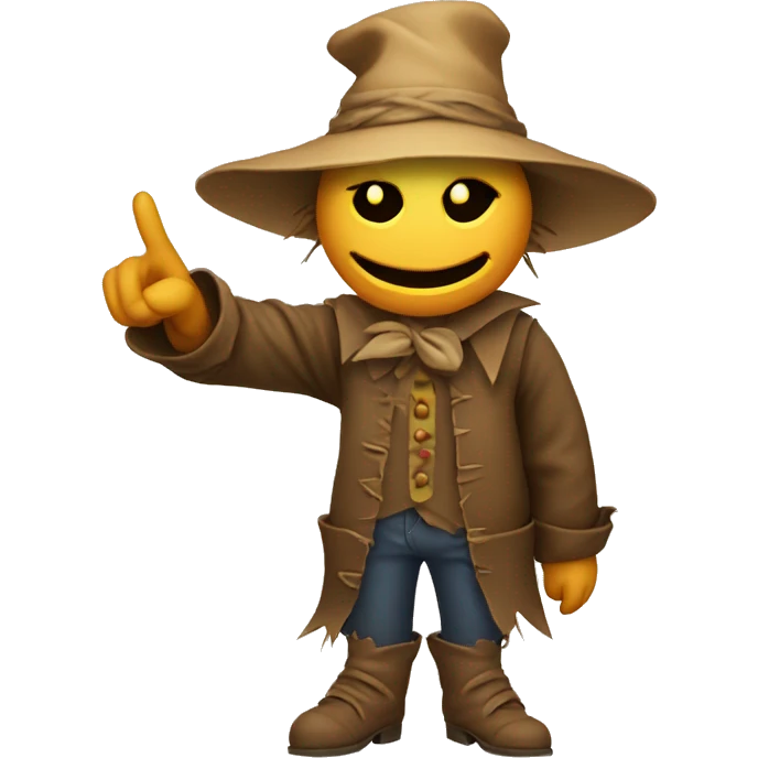 Scarecrow pointing fingers in different directions emoji
