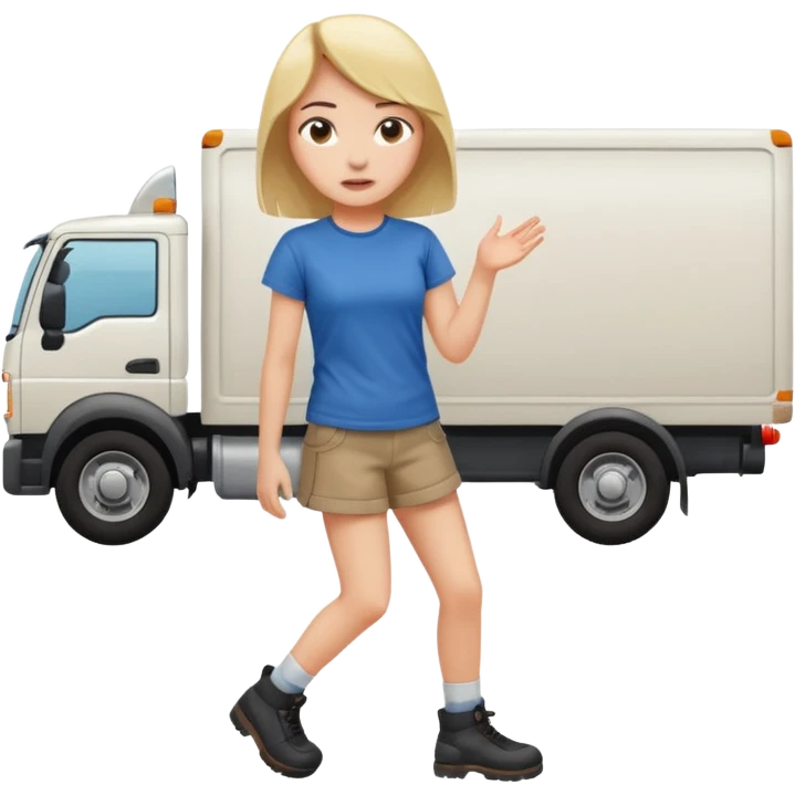 A truck hitting a girl and about to fall girl in 70 degree  emoji