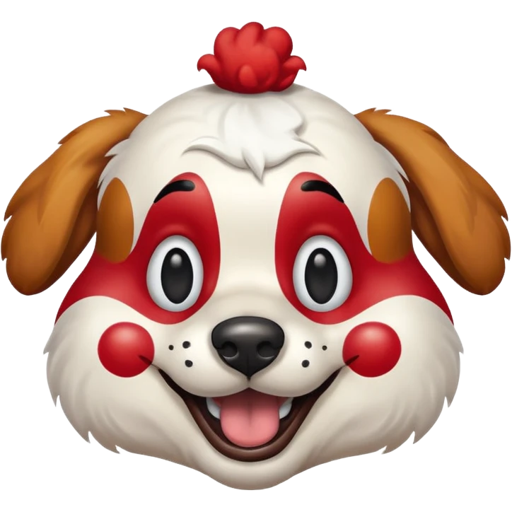 Dog clown with painted nose, half body emoji
