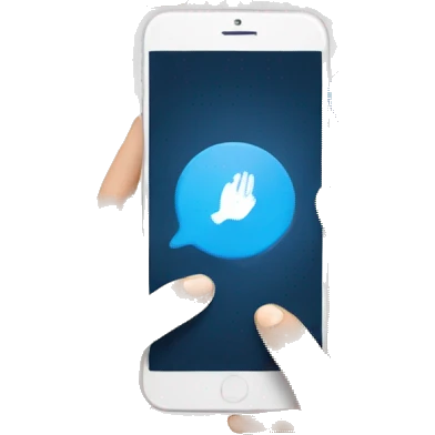 hand with phone and social media elements emoji