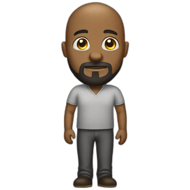 Full length bald headed black person with a beard emoji