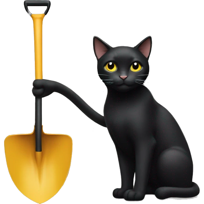 a highly super black cat with a bing diggle and shovel emoji