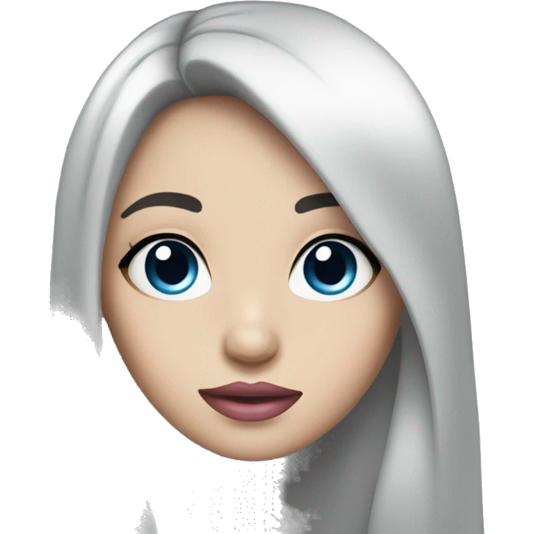 Girl with long black hair blue eyes pink lips  emoji