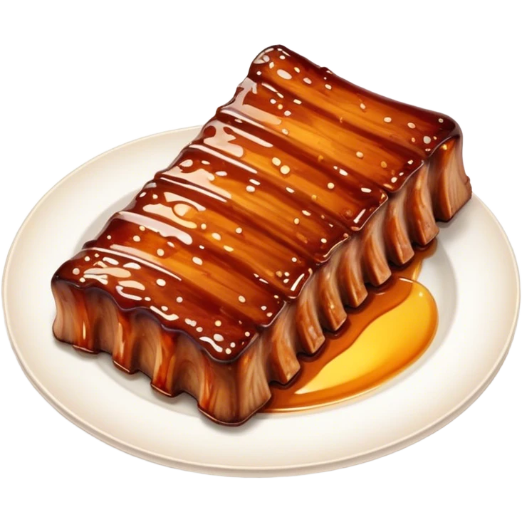 Honey Glazed BBQ Ribs Cinematic Realistic Honey Glazed BBQ Ribs Dish Emoji, depicted as a small portion of tender, honey-glazed ribs with a sticky, smoky finish, rendered with rich textures and warm, dynamic lighting. emoji