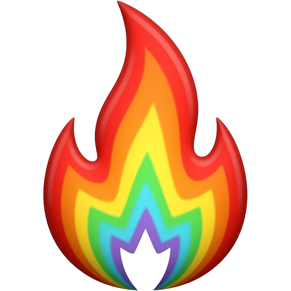 Rainbow flame emoji
