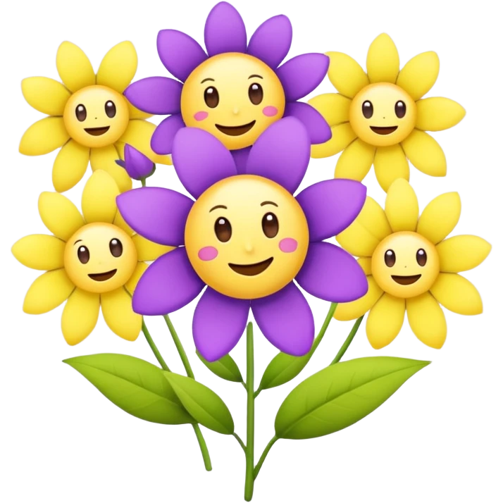 Flowers and emojis with purple and lemon yellow combo  emoji