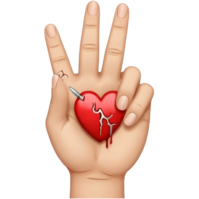 Middle finger wit broken heart emoji