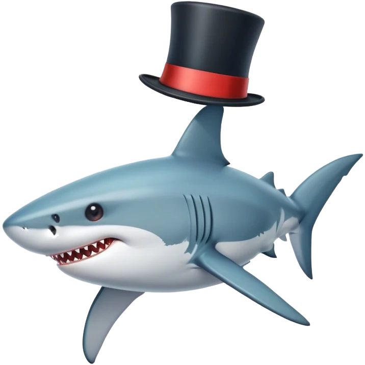 Shark with a top hat emoji
