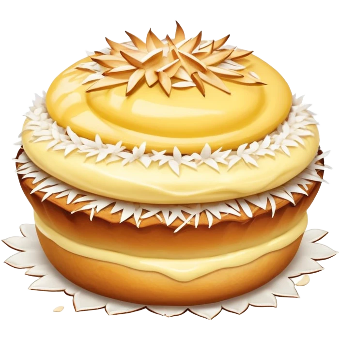 scandinavian skolebrød bun with vanilla custard in the middle and coconut flakes om the side emoji