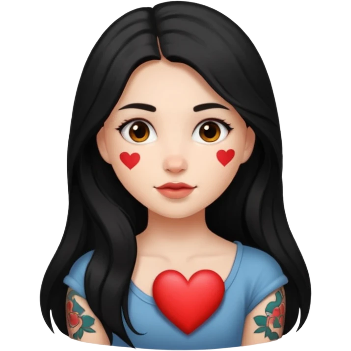 girl with dark long hair mini heart emoji